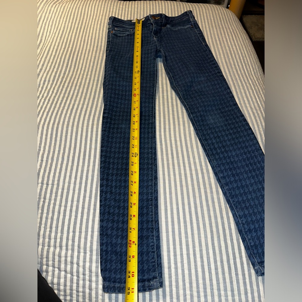 Pilcro and the Letterpress Serif Houndstooth Skinny Jeans Blue Denim Size 27 - Picture 2 of 8